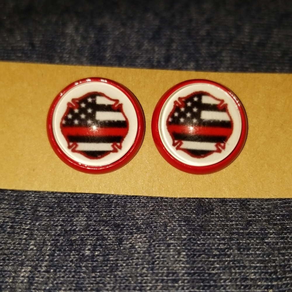 Handmade Thin Red Line earrings